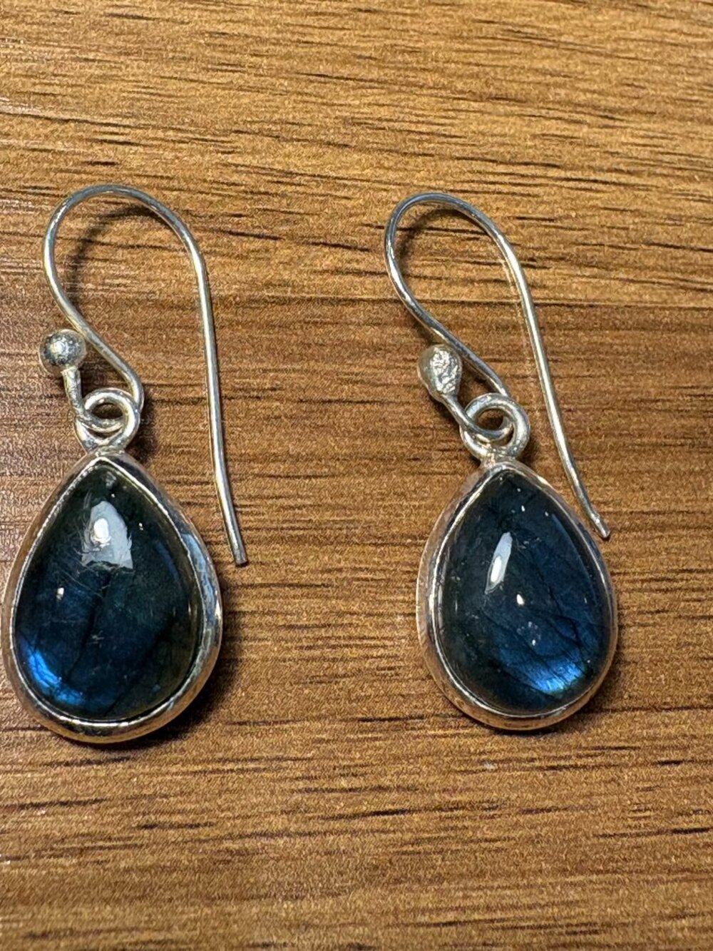 Blue Fire Labradorite Earrings 925 Sterling Silver Handcrafted